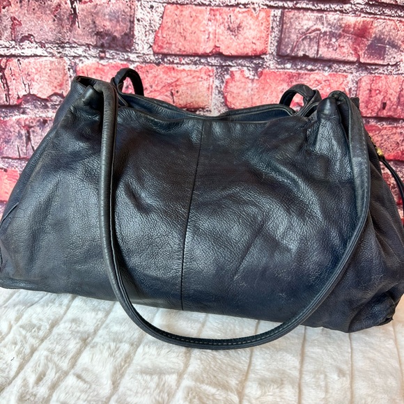 HOBO Handbags - Hobo Prima Leather Shoulder Bag - Deep Navy Blue